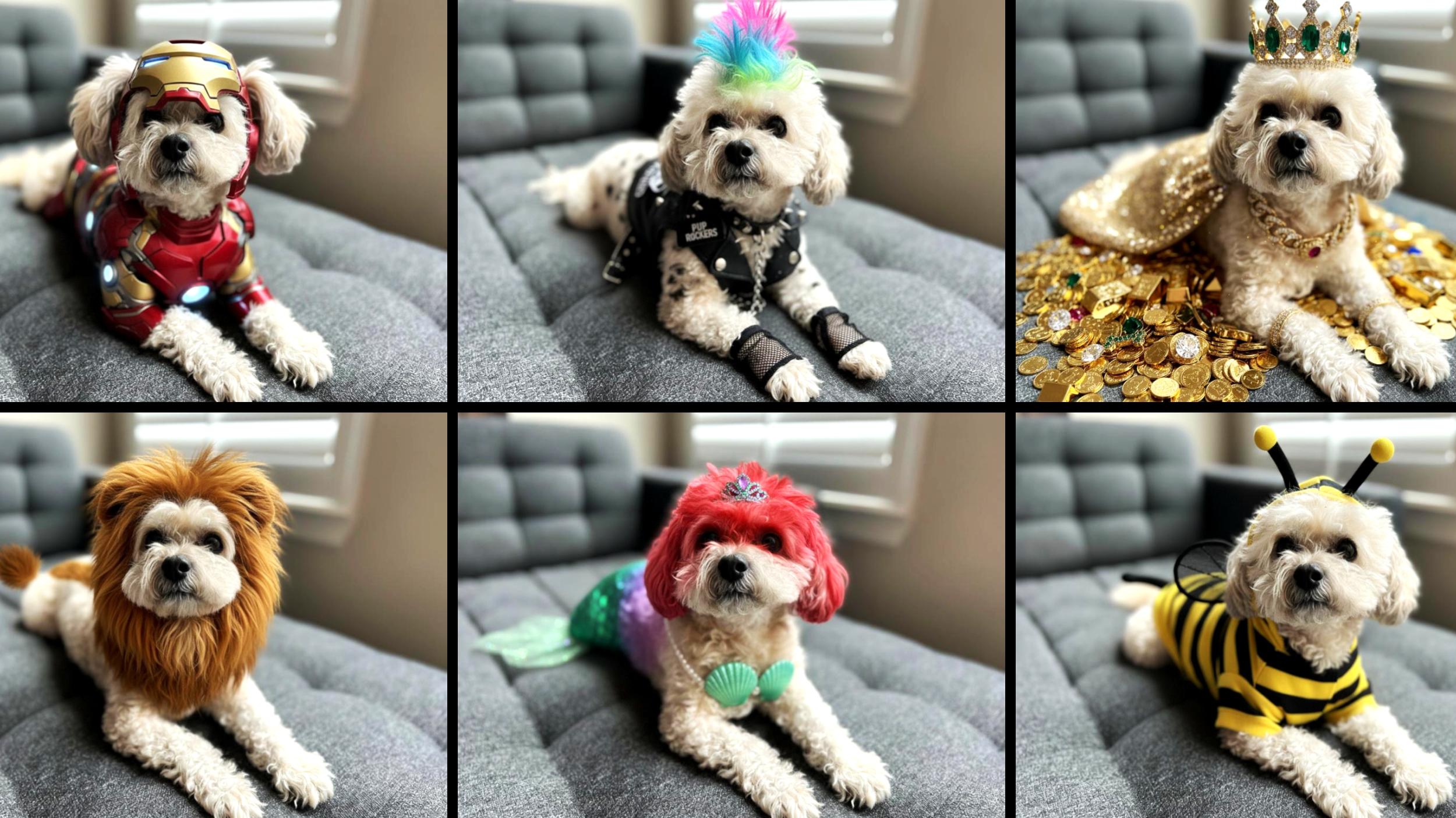 Before and after examples of pet styling transformations